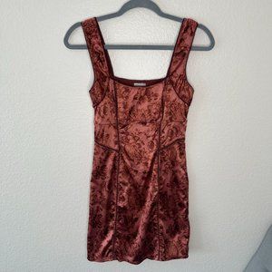 Intimately Free People Satin Mini Dress Slip Crimson Red Boho Square Neck S